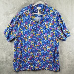 Disney Aulani‎ Resort Spa Mens Exclusive Hawaiian Shirt XL Colorful Tropical